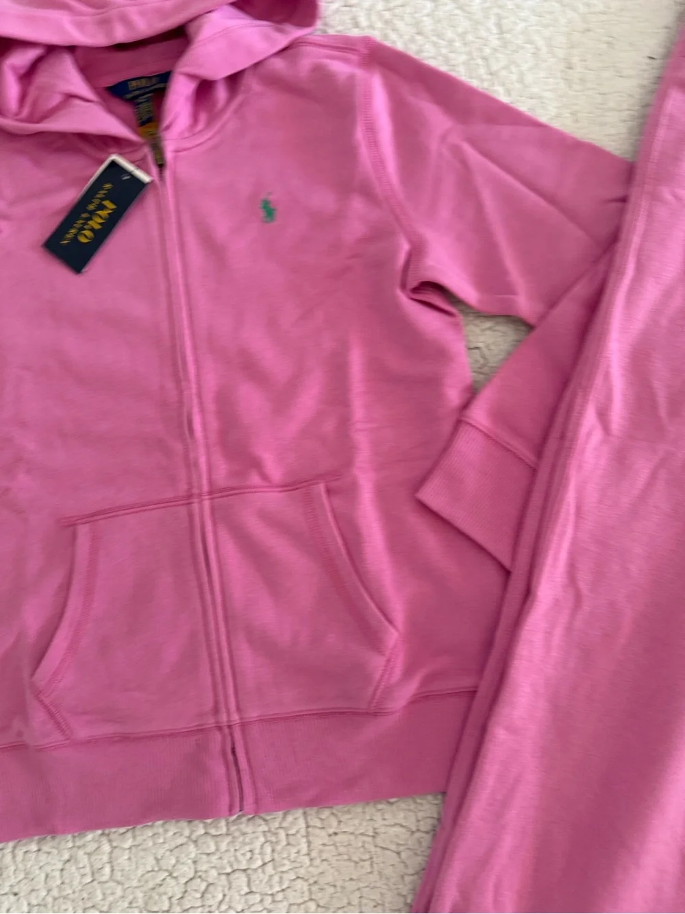 New polo Ralph Lauren Pink Girls Hoodie & Joggers Set Sz L 14-16, XL 18-20